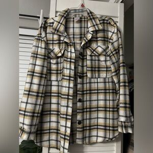 No Boundaries Plaid Flannel Shirt Jacket LG